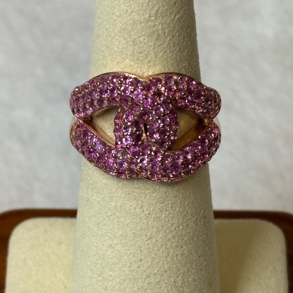 Lab Created Pink Sapphire Ring 18k Rose Gold over 925 Sterling Silver 2.35 ctw - Picture 4 of 7